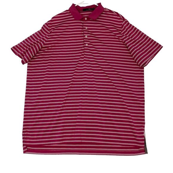 RLX Ralph Lauren Polo Shirt Mens XXL  Pink Striped Short Sleeve Stretch Adult - Picture 1 of 9